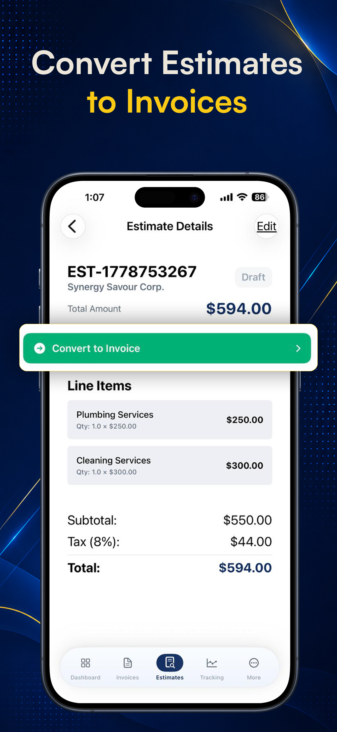 Convert estimates to invoices